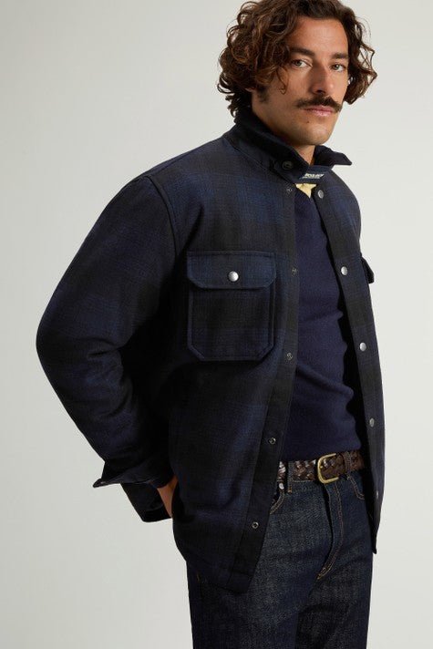 WOOLRICH - Surchemise Alaskan Check Matelassée en Laine Mélangée à Carreaux Bleu - Lothaire