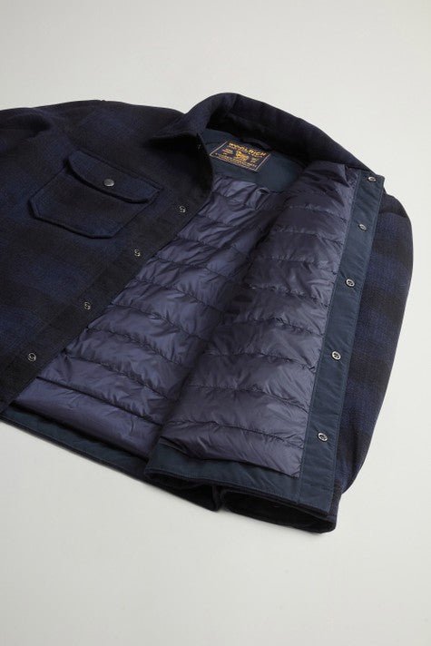 WOOLRICH - Surchemise Alaskan Check Matelassée en Laine Mélangée à Carreaux Bleu - Lothaire