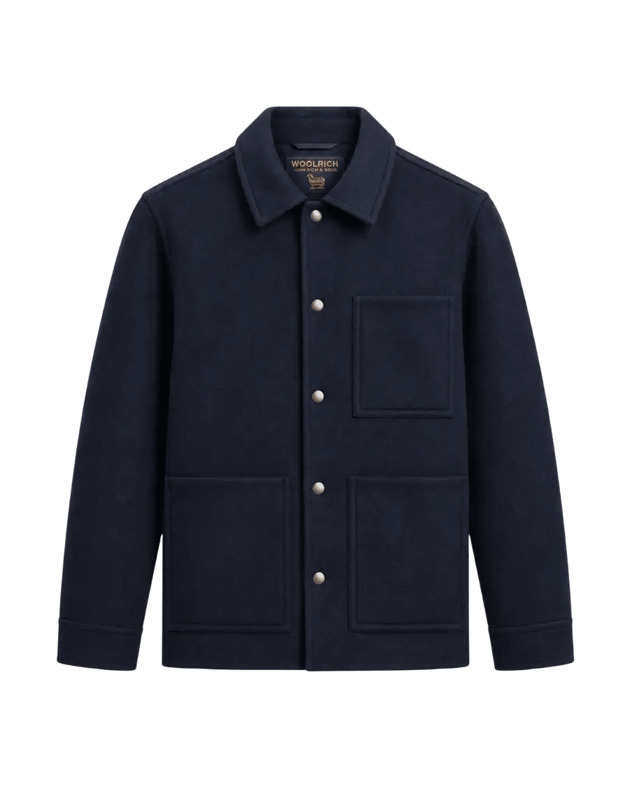 WOOLRICH - Surchemise Double Wool Chore Coat en Laine Mélangée Bleu - Lothaire