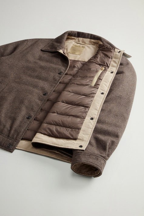WOOLRICH - Surchemise Keating Matelassée en Laine Mélangée Marron - Lothaire