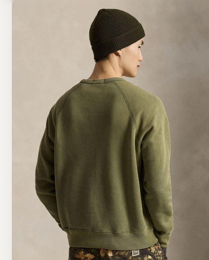 POLO RALPH LAUREN - Sweat-shirt col rond en coton mélangé Vert olive