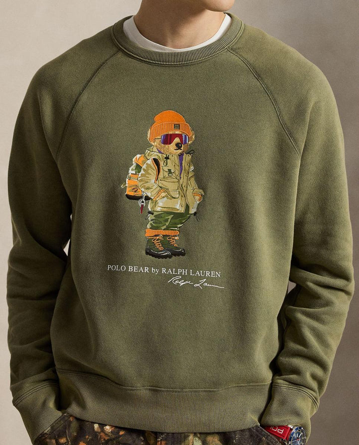 POLO RALPH LAUREN - Sweat-shirt col rond en coton mélangé Vert olive