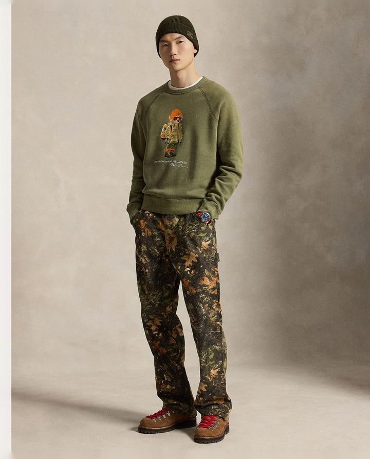 POLO RALPH LAUREN - Sweat-shirt col rond en coton mélangé Vert olive