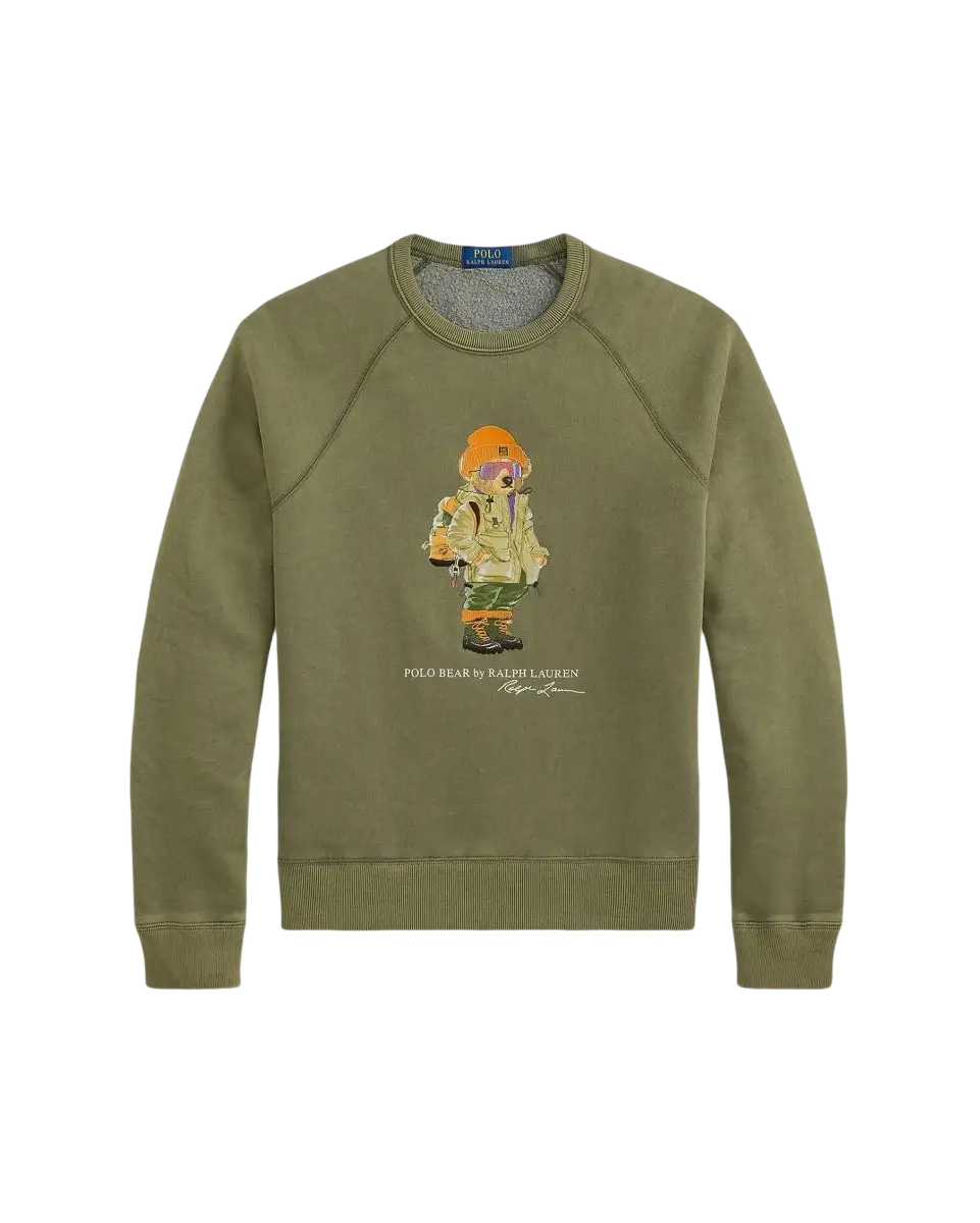 POLO RALPH LAUREN - Sweat-shirt col rond en coton mélangé Vert olive