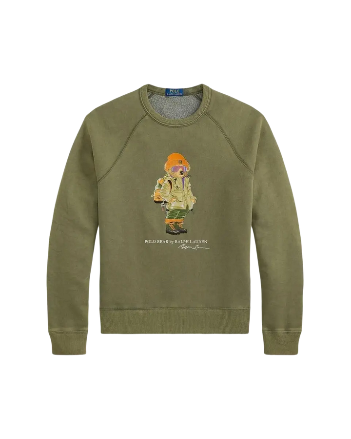 POLO RALPH LAUREN - Sweat-shirt col rond en coton mélangé Vert olive