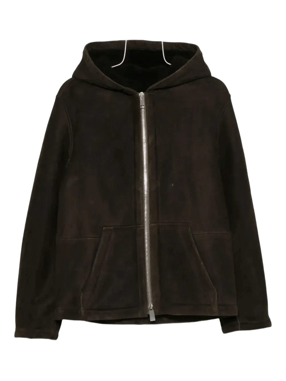 YVES SALOMON - Veste zippée à capuche en peau retournée marron - Lothaire