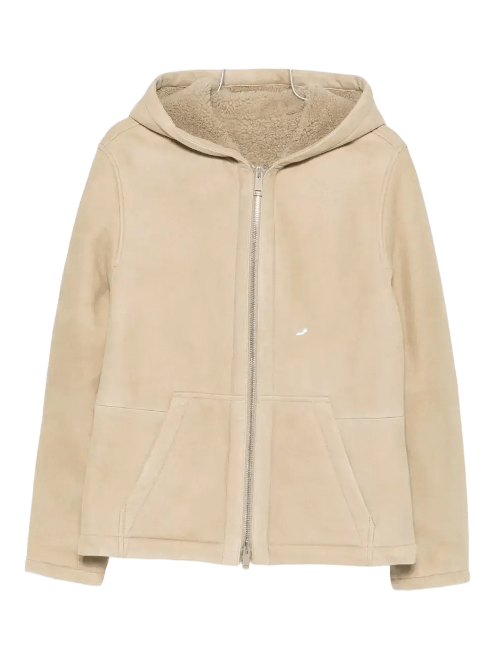 YVES SALOMON - Veste zippée en peau lainée beige rivage - Lothaire