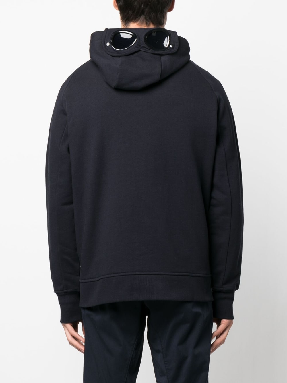 C.P Company Diagonal Raised Fleece Goggle Hoodie Total Eclipse