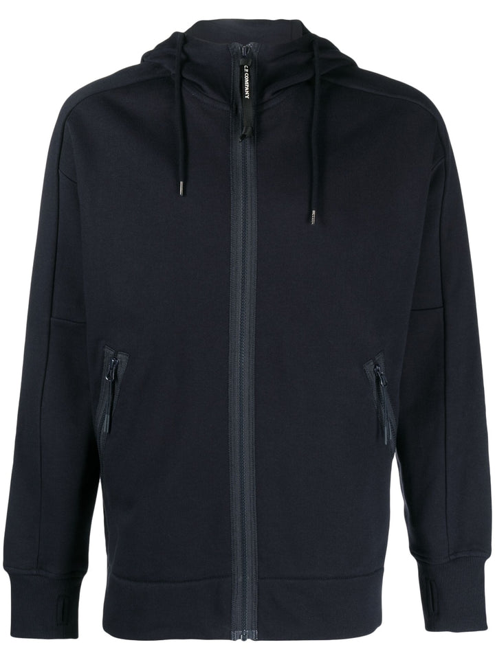 C.P Company Diagonal Raised Fleece Goggle Hoodie Total Eclipse