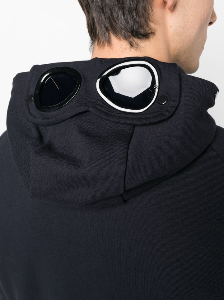 C.P Company Diagonal Raised Fleece Goggle Hoodie Total Eclipse