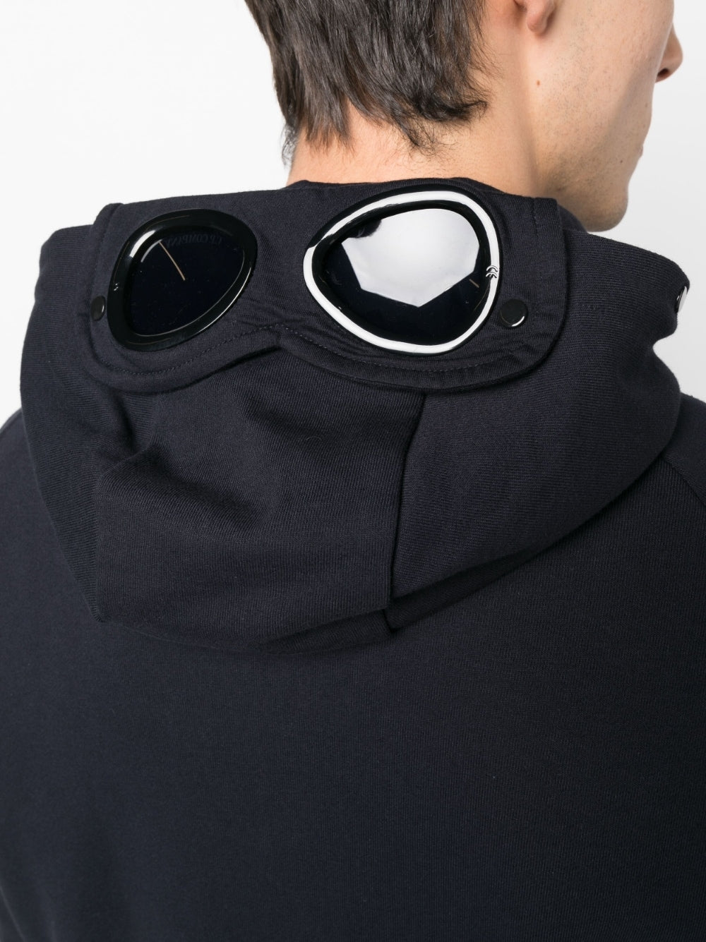 C.P Company Diagonal Raised Fleece Goggle Hoodie Total Eclipse