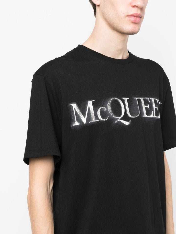 Alexander Mc Queen - T-Shirt noir logo argenté - Lothaire