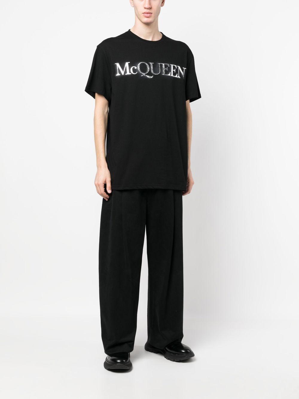 Alexander Mc Queen - T-Shirt noir logo argenté - Lothaire