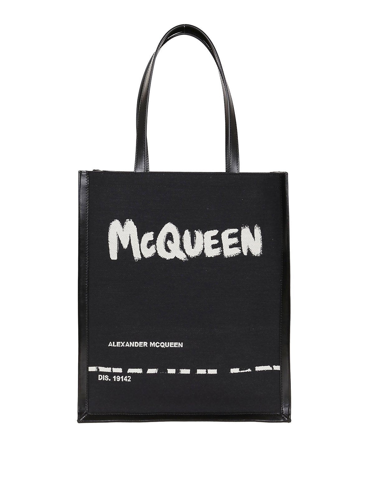Alexander McQueen - Cabas noir en jacquard imprimé - Lothaire boutiques (5943167123621)