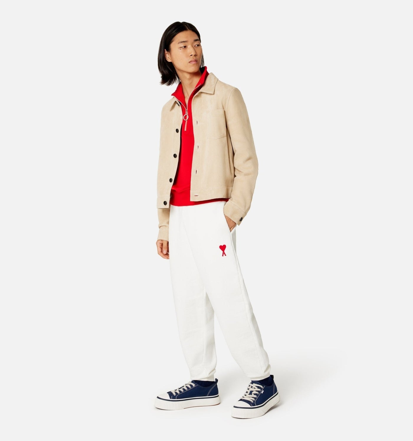 AMI Paris Pantalon Jogging White à logo brodé - Lothaire