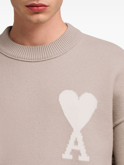 AMI Paris - Pull beige en laine à logo - Lothaire