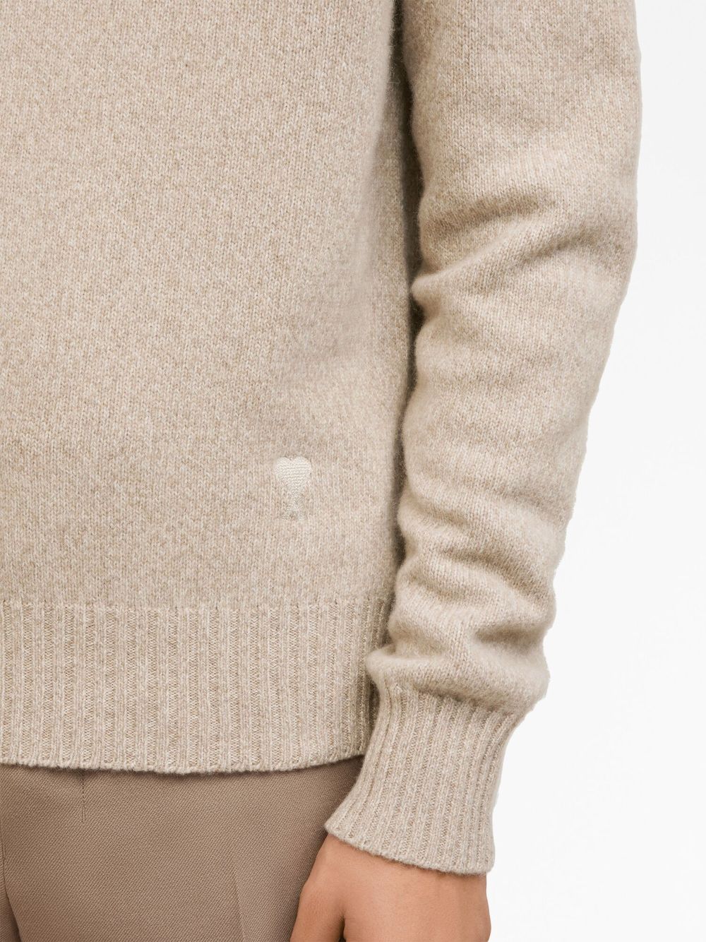 AMI Paris - Pull cachemire beige col cheminée - Lothaire