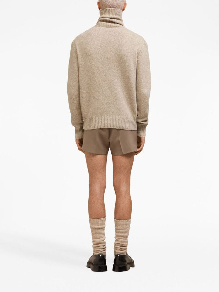 AMI Paris - Pull cachemire beige col cheminée - Lothaire