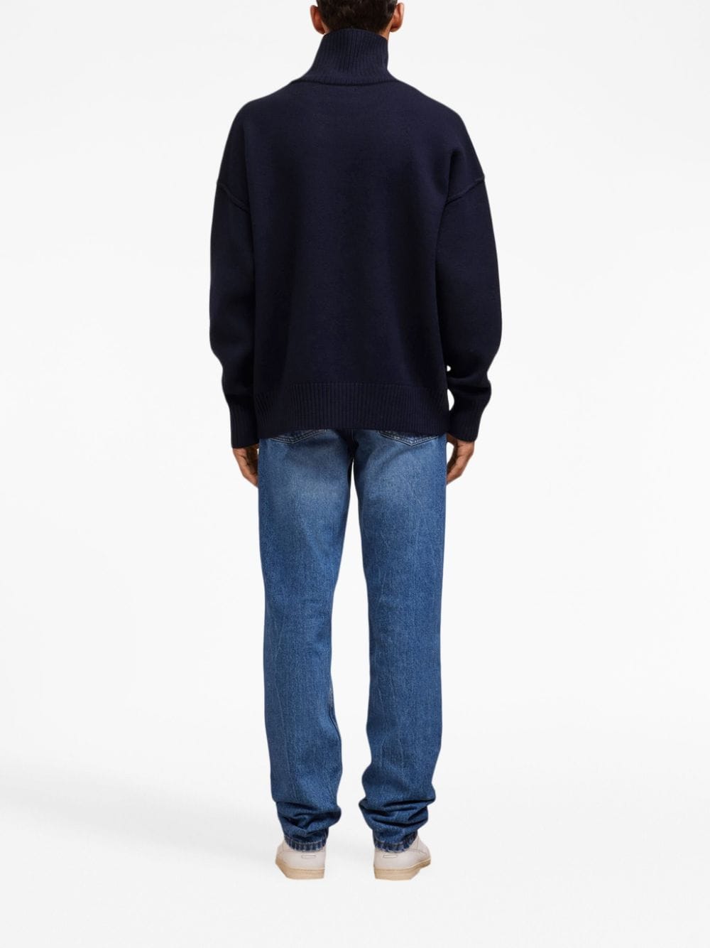 AMI Paris - Pull marine col cheminée Ami de Coeur - Lothaire