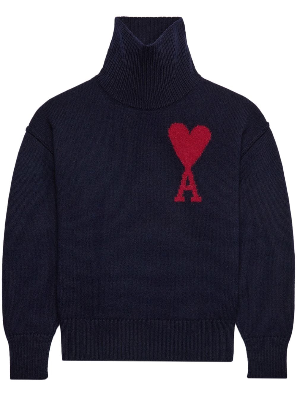 AMI Paris - Pull marine col cheminée Ami de Coeur - Lothaire