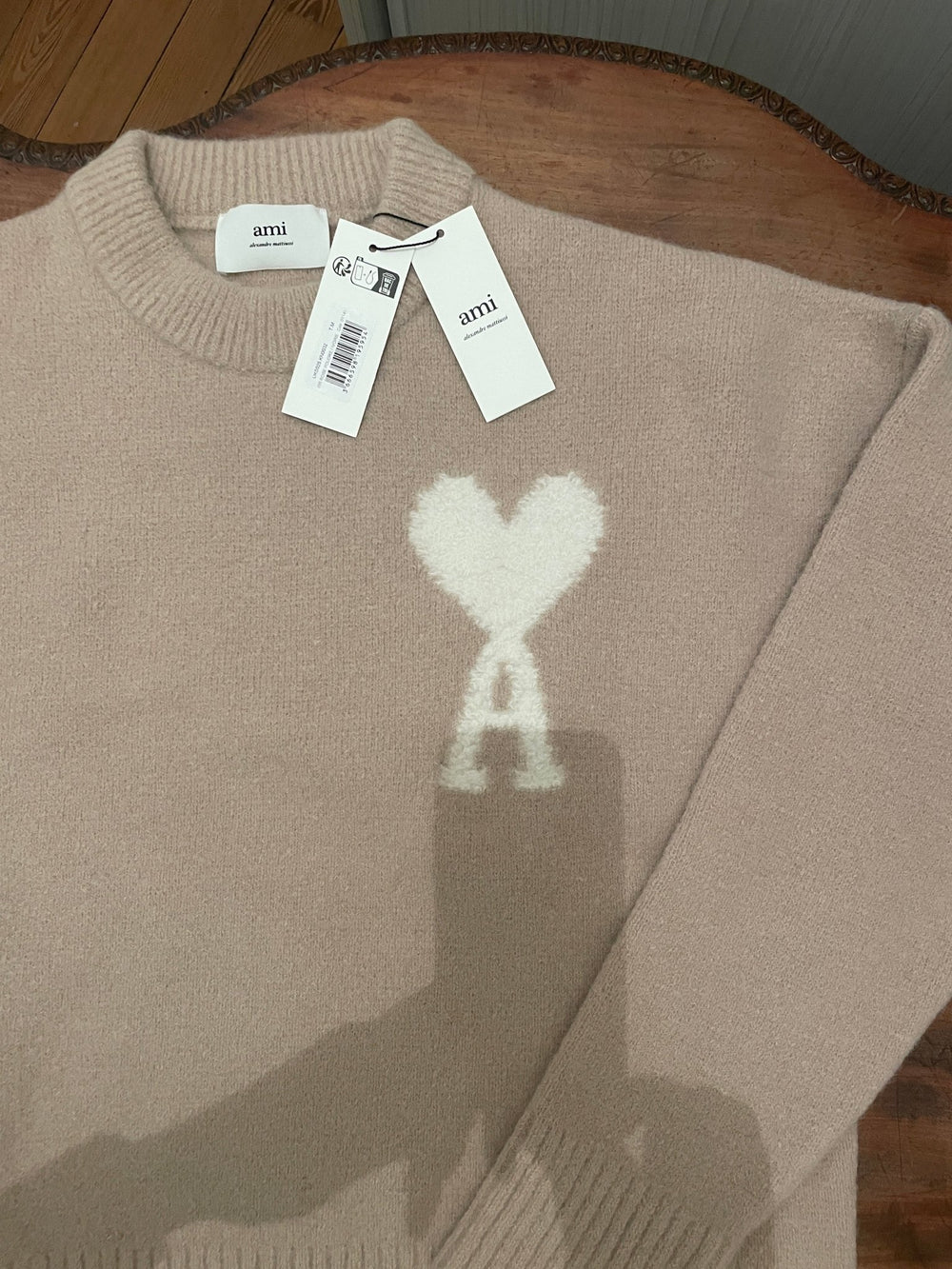 AMI Paris - Pull rose poudré Ami de Coeur - Lothaire