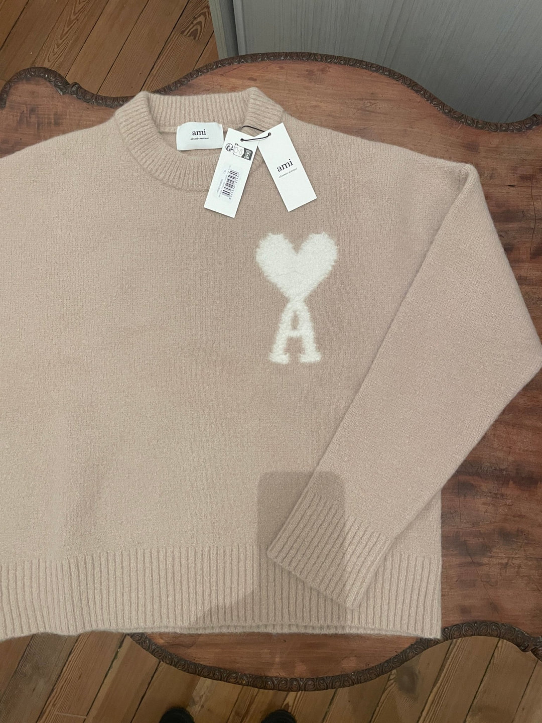 AMI Paris - Pull rose poudré Ami de Coeur - Lothaire