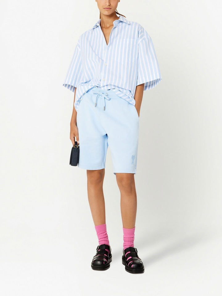 AMI Paris Short de sport à logo brodé Bleu Ciel - Lothaire