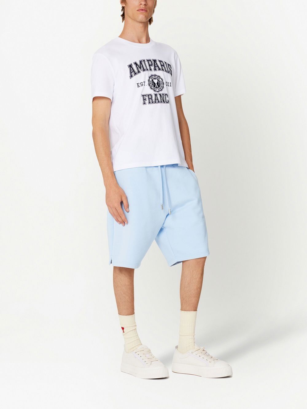 AMI Paris Short de sport à logo brodé Bleu Ciel - Lothaire