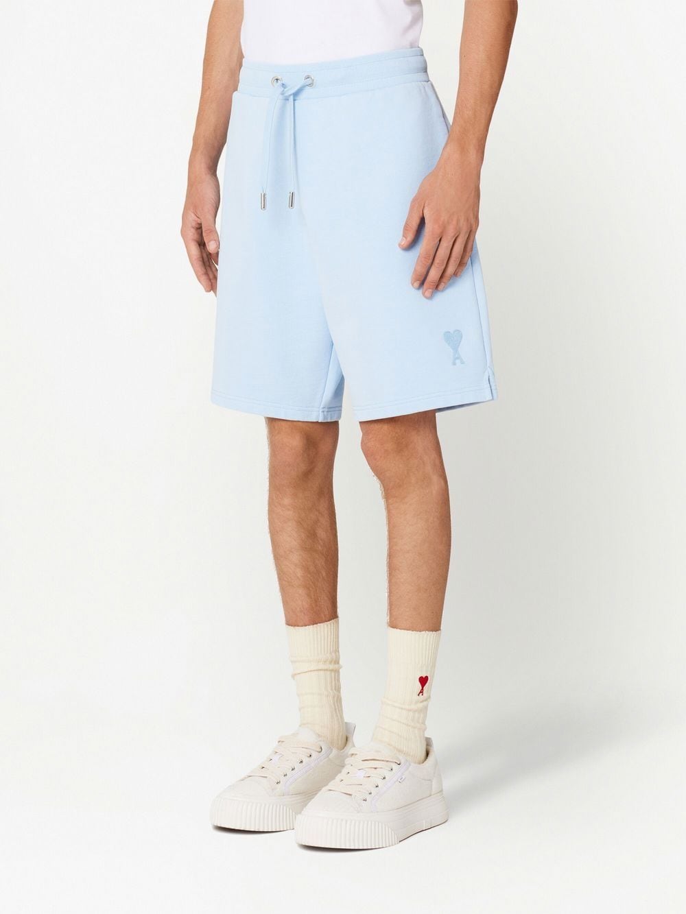AMI Paris Short de sport à logo brodé Bleu Ciel - Lothaire
