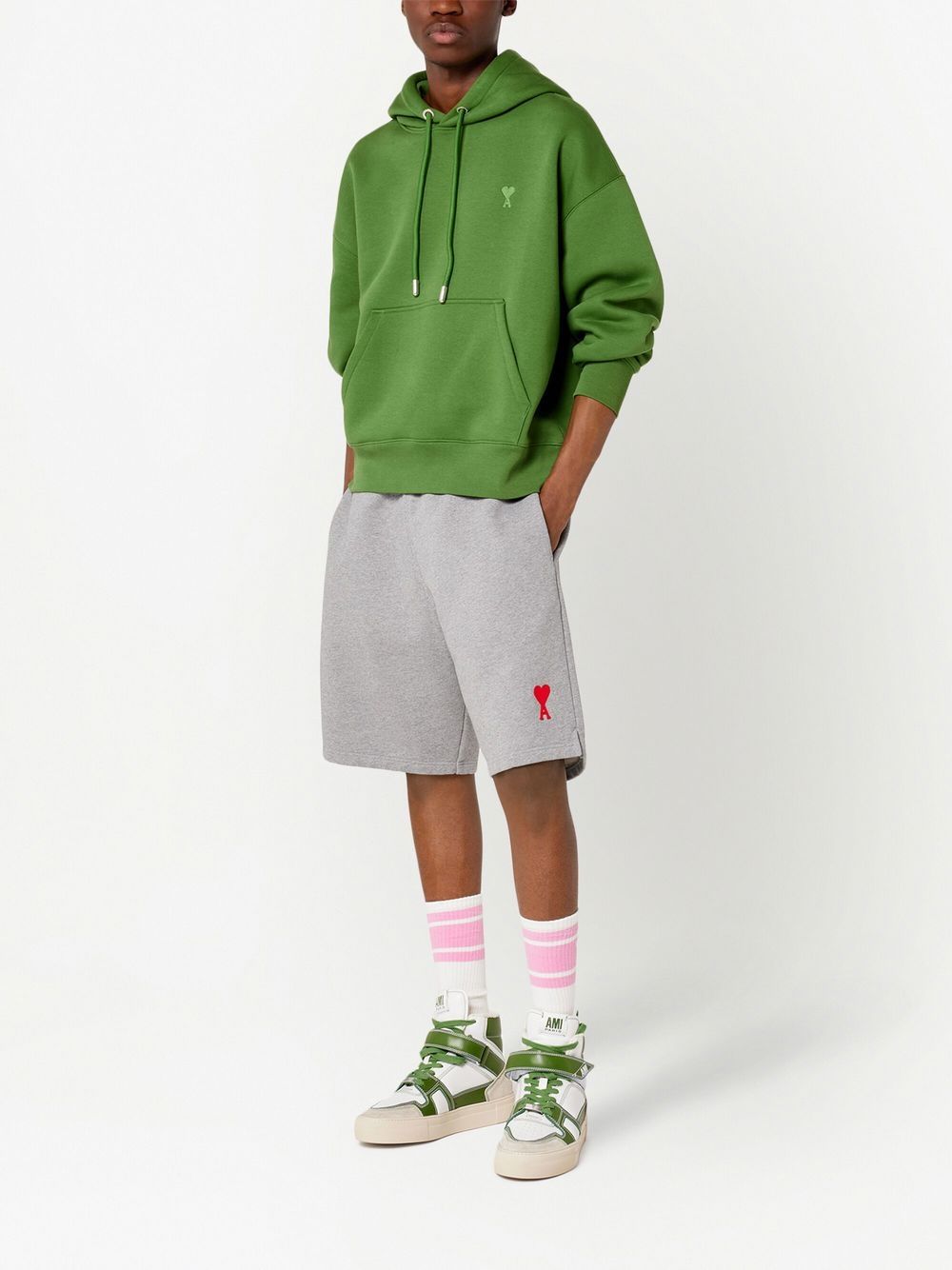 AMI Paris Short de sport à logo brodé Gris - Lothaire