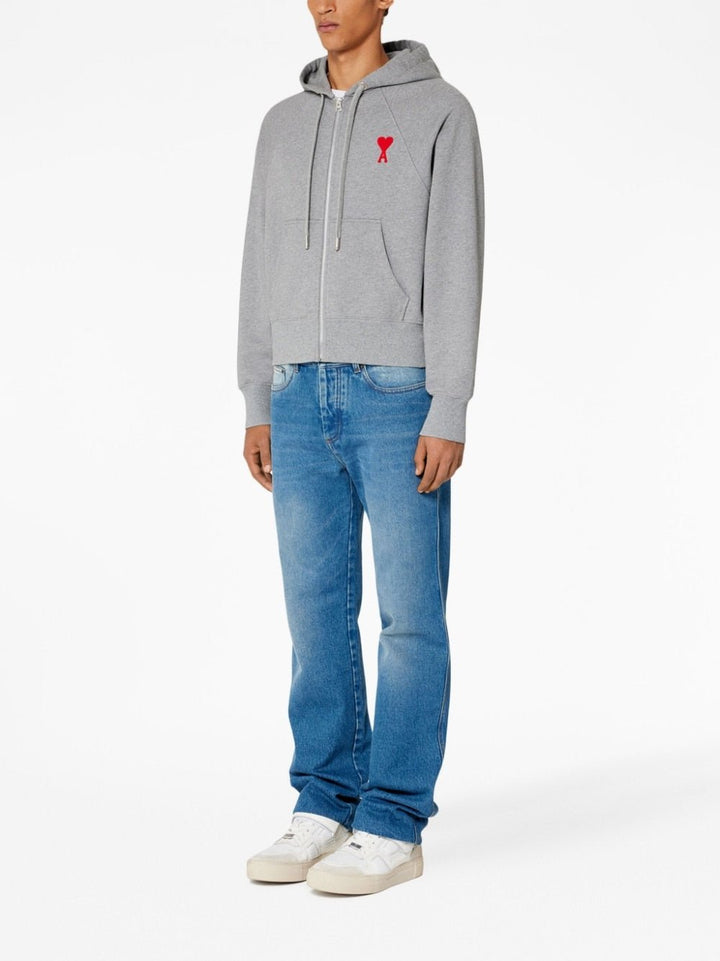 AMI Paris - Sweat à capuche zippé grey Broderie Ami De Cœur - Lothaire