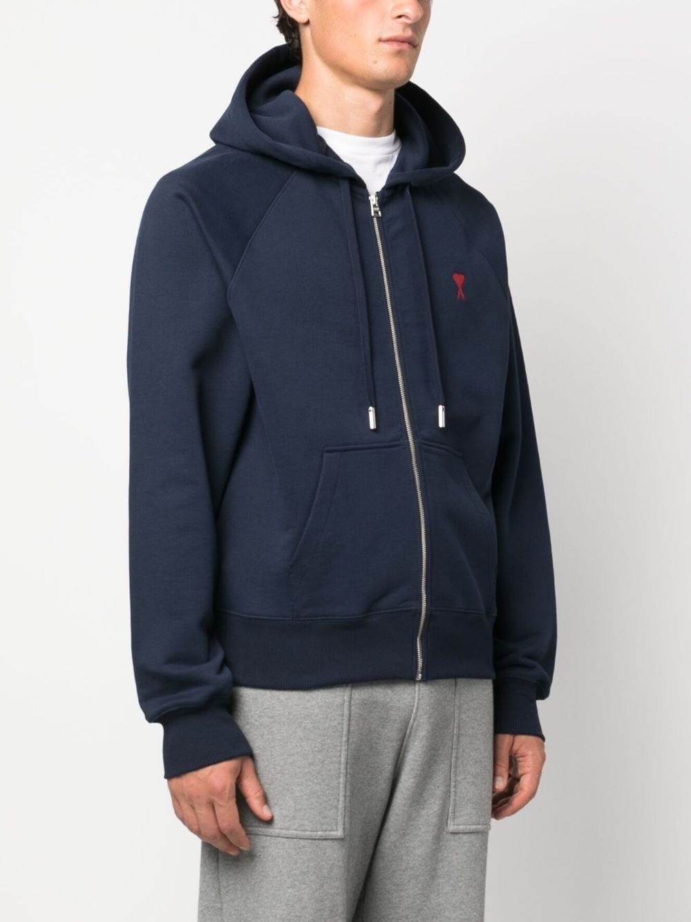 AMI Paris - Sweat à capuche zippé Marine Ami De Cœur - Lothaire