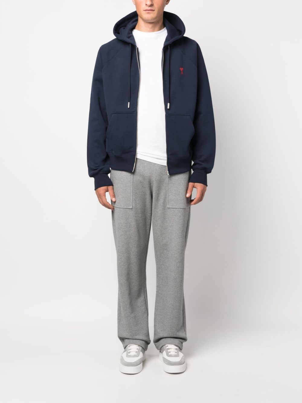 AMI Paris - Sweat à capuche zippé Marine Ami De Cœur - Lothaire