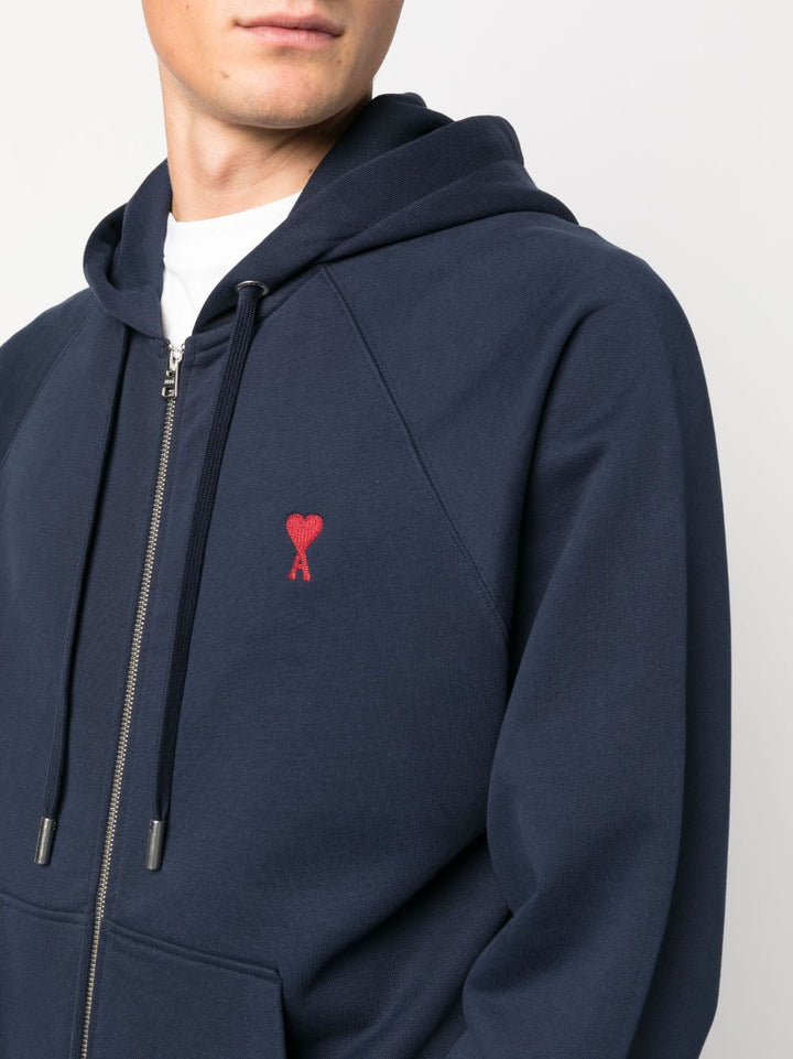 AMI Paris - Sweat à capuche zippé Marine Ami De Cœur - Lothaire