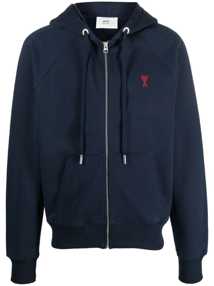 AMI Paris - Sweat à capuche zippé Marine Ami De Cœur - Lothaire