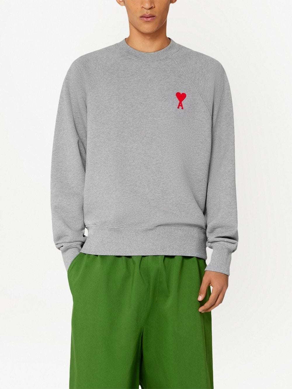 AMI Paris - Sweat gris Broderie Ami De Cœur - Lothaire