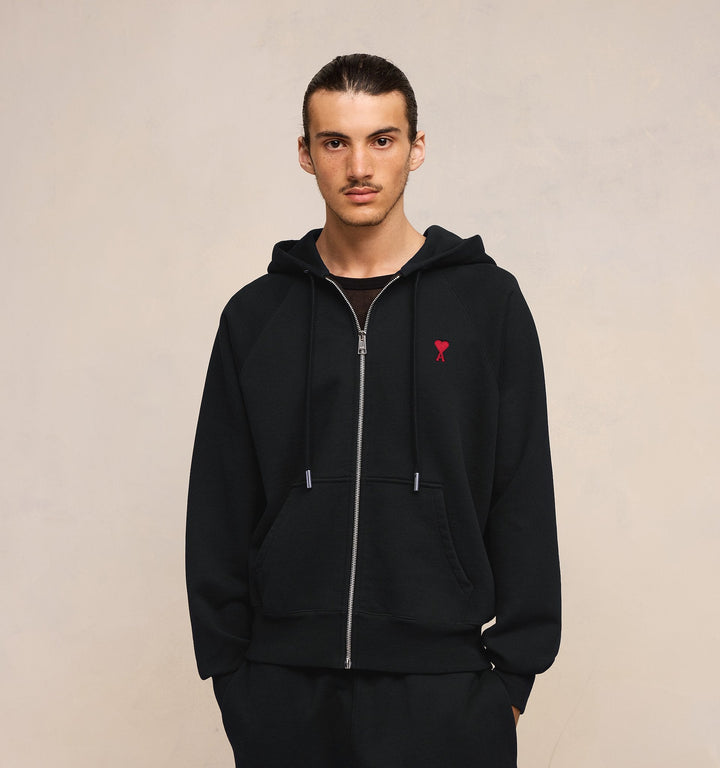 AMI Paris - Sweat zippé à capuche Ami de Coeur - Lothaire
