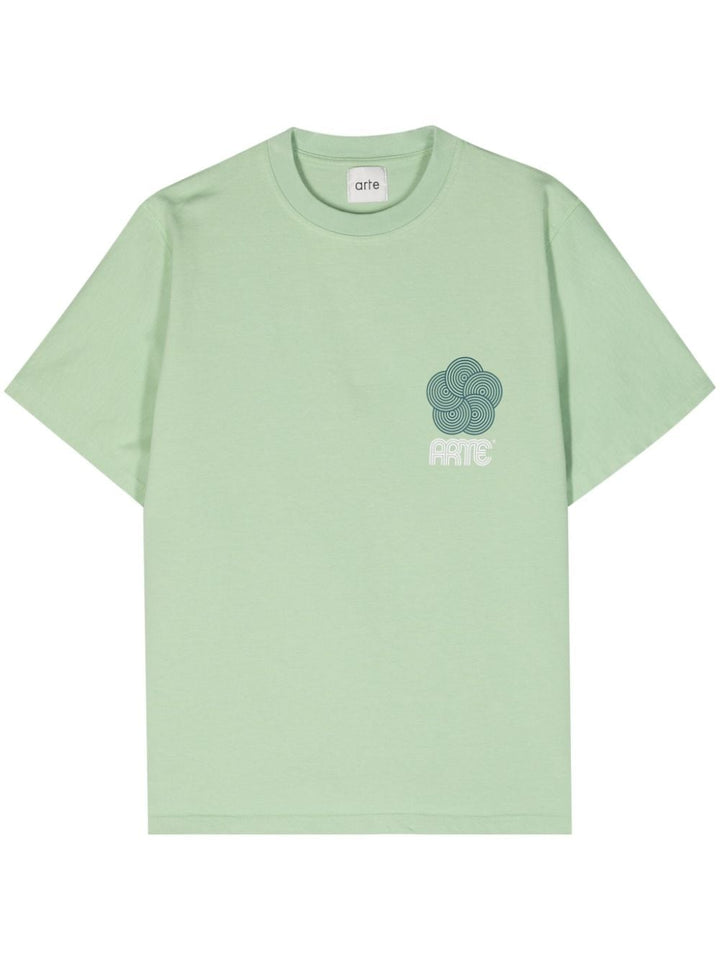 Arte - T-shirt green Teo Circle Flower - Lothaire