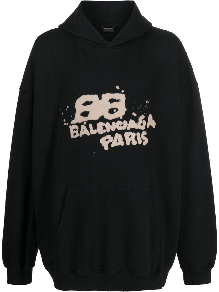 Balenciaga Sweat à capuche Black à logo - Lothaire