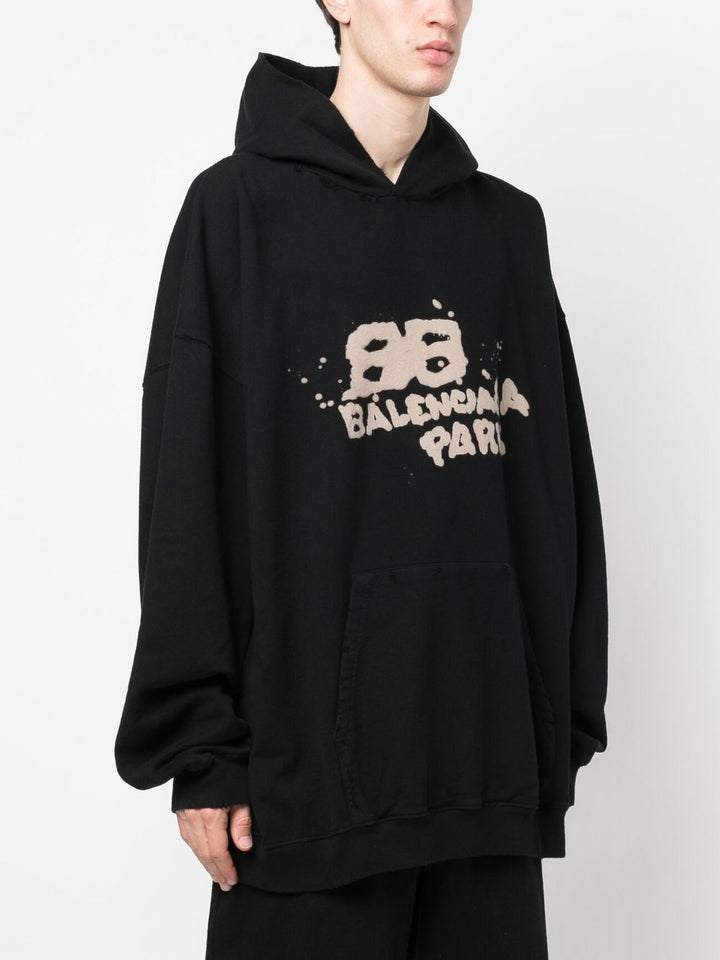 Balenciaga Sweat à capuche Black à logo - Lothaire