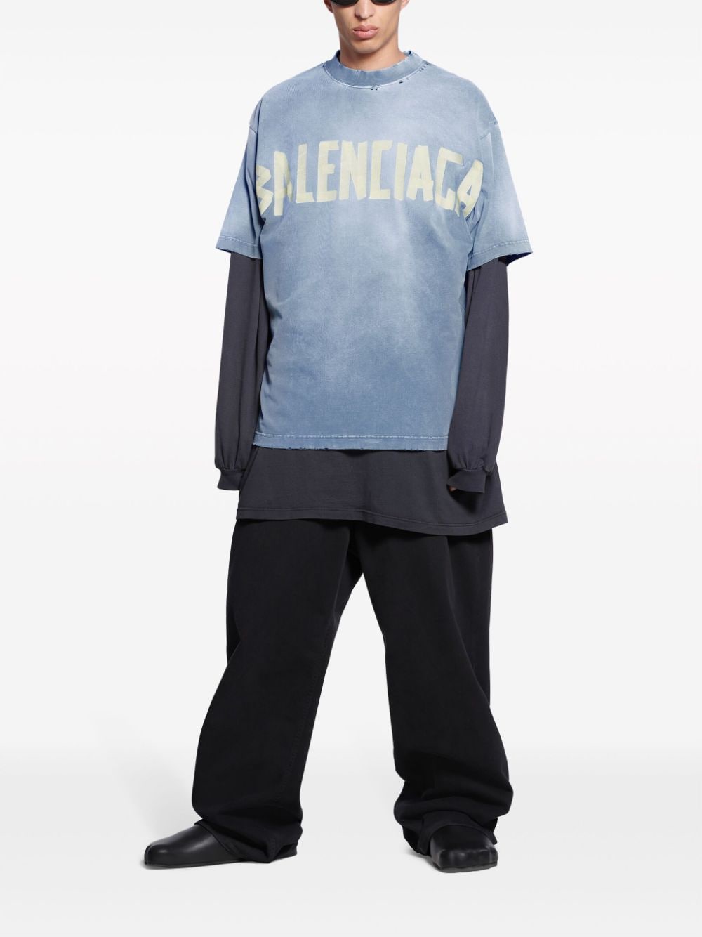 Balenciaga T-shirt Blue Tape Type - Lothaire