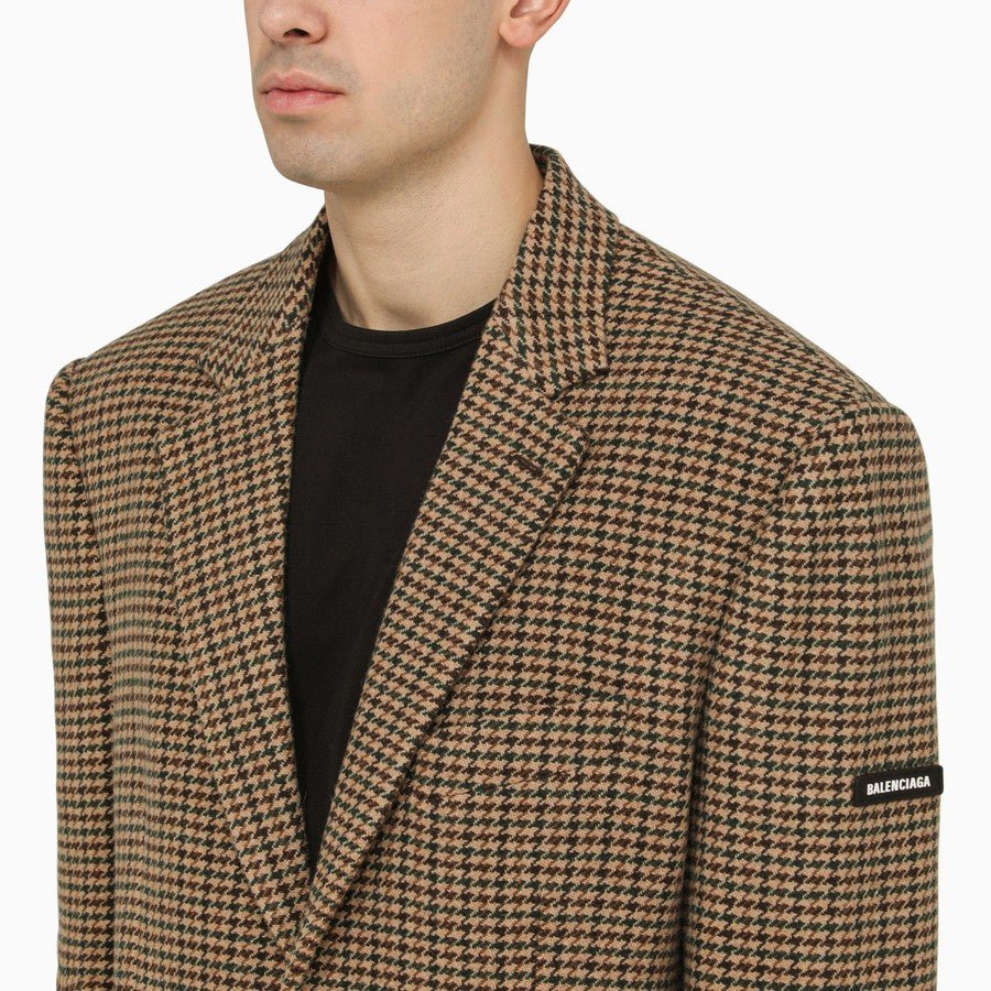 Balenciaga - Veste droite à motif pied-de-poule beige - Lothaire