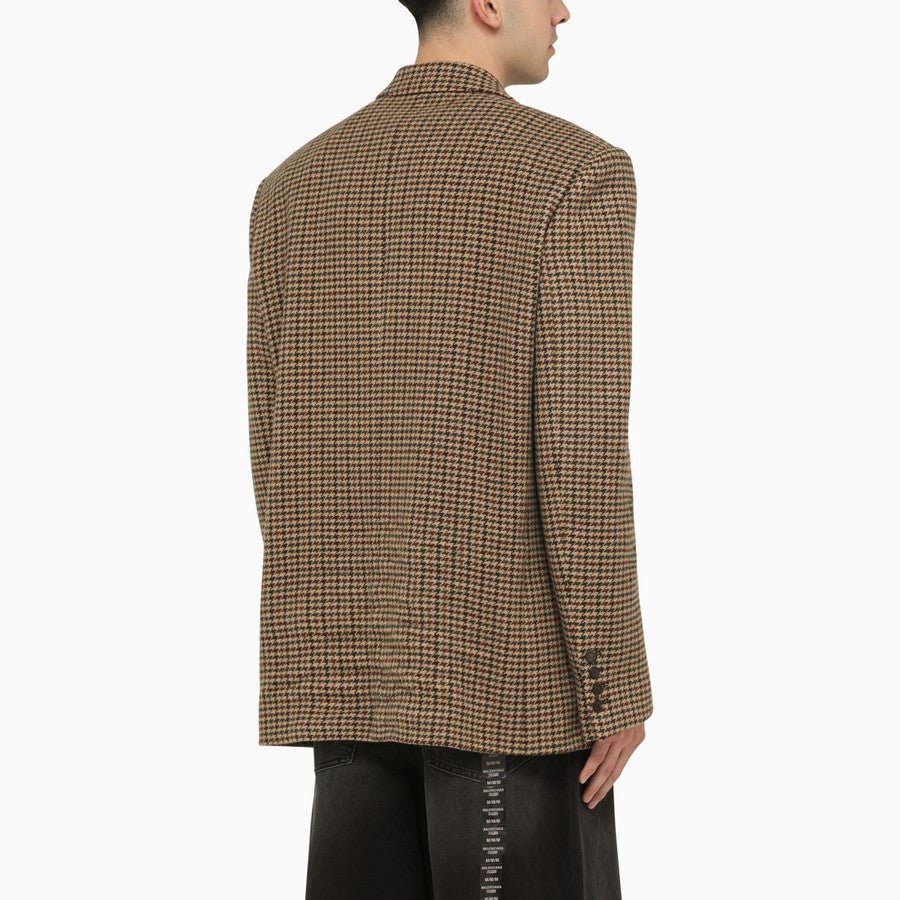 Balenciaga - Veste droite à motif pied-de-poule beige - Lothaire