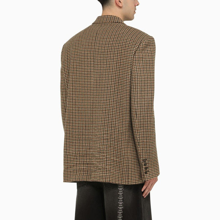 Balenciaga - Veste droite à motif pied-de-poule beige - Lothaire