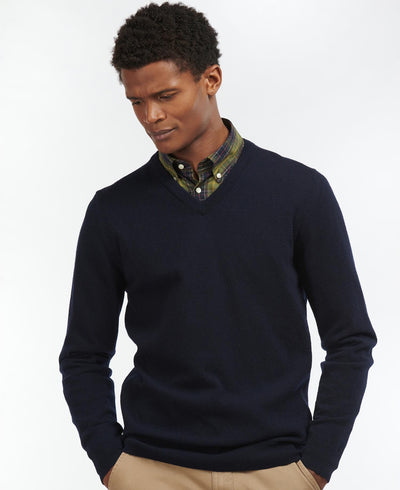 Barbour Pull col V Harrow Navy - Lothaire boutiques