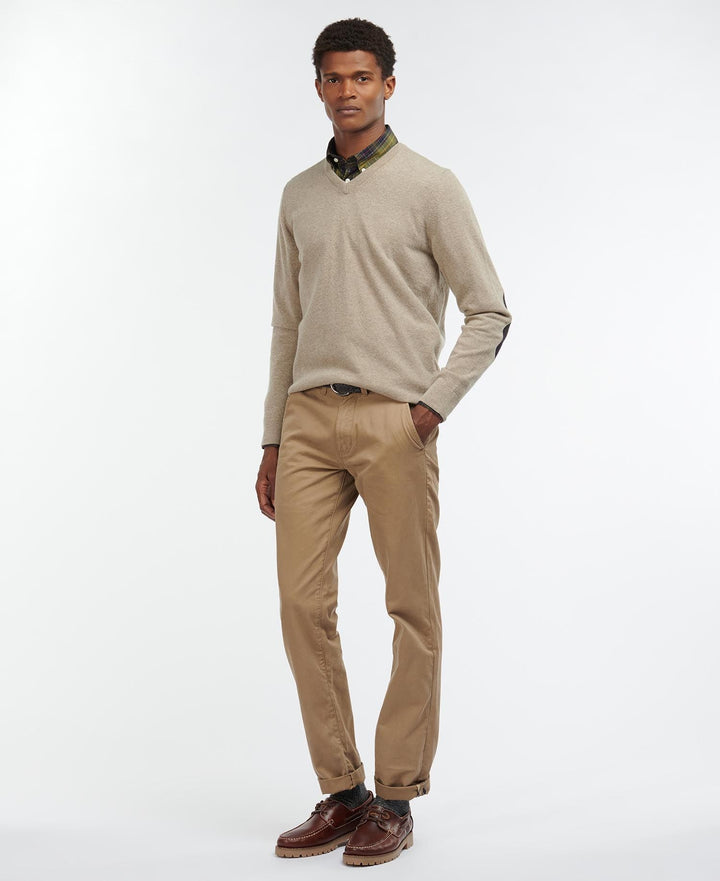 Barbour Pull col V Harrow Stone - Lothaire boutiques