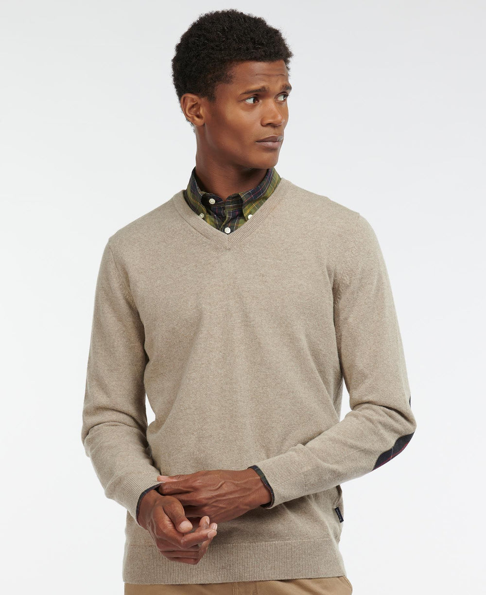 Barbour Pull col V Harrow Stone - Lothaire boutiques