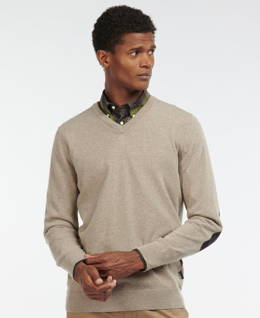 Barbour Pull col V Harrow Stone - Lothaire boutiques
