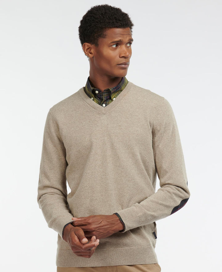 Barbour Pull col V Harrow Stone - Lothaire boutiques