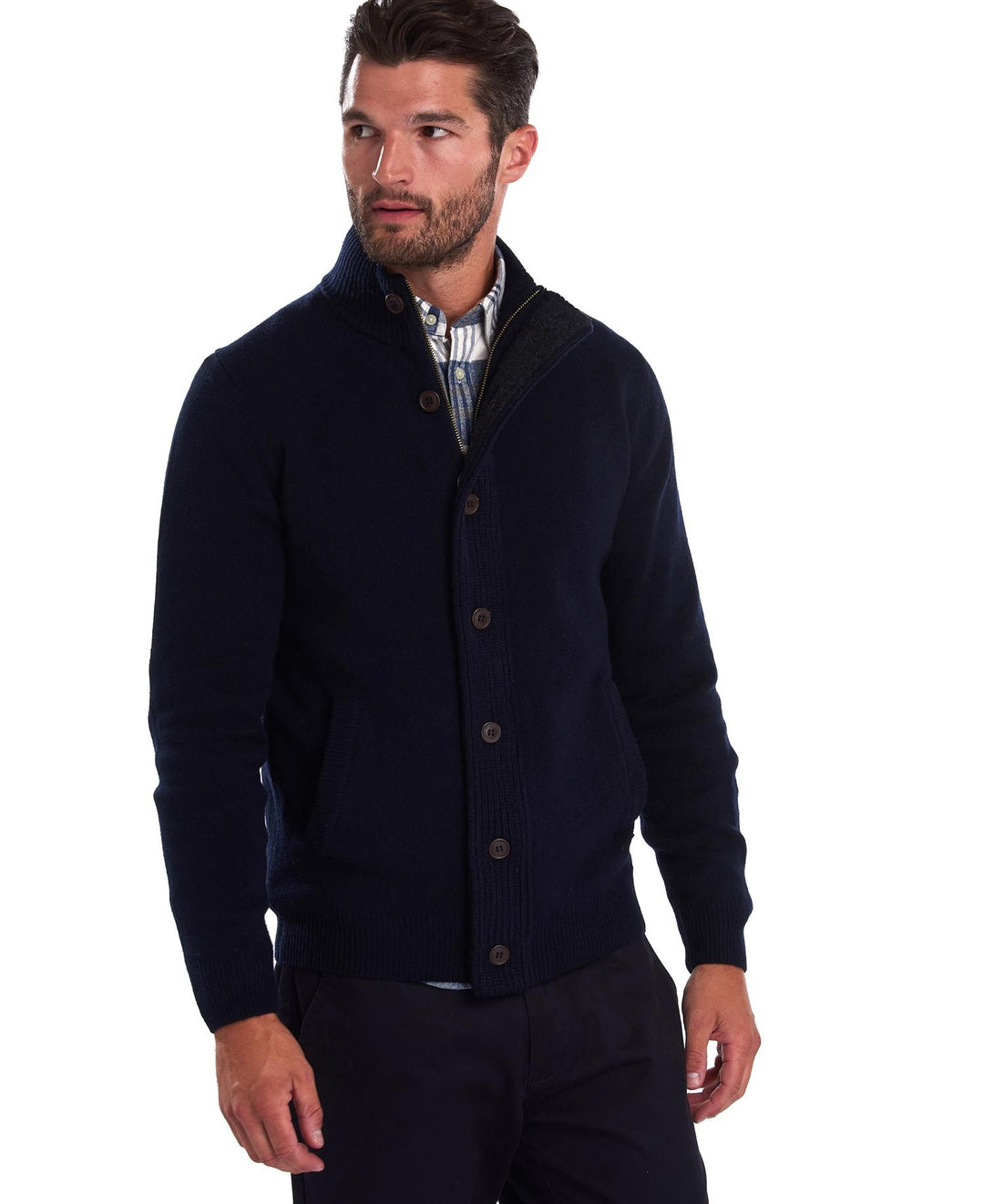Barbour Pull zippé à écusson Bleu Marine - Lothaire boutiques (7017951821989)